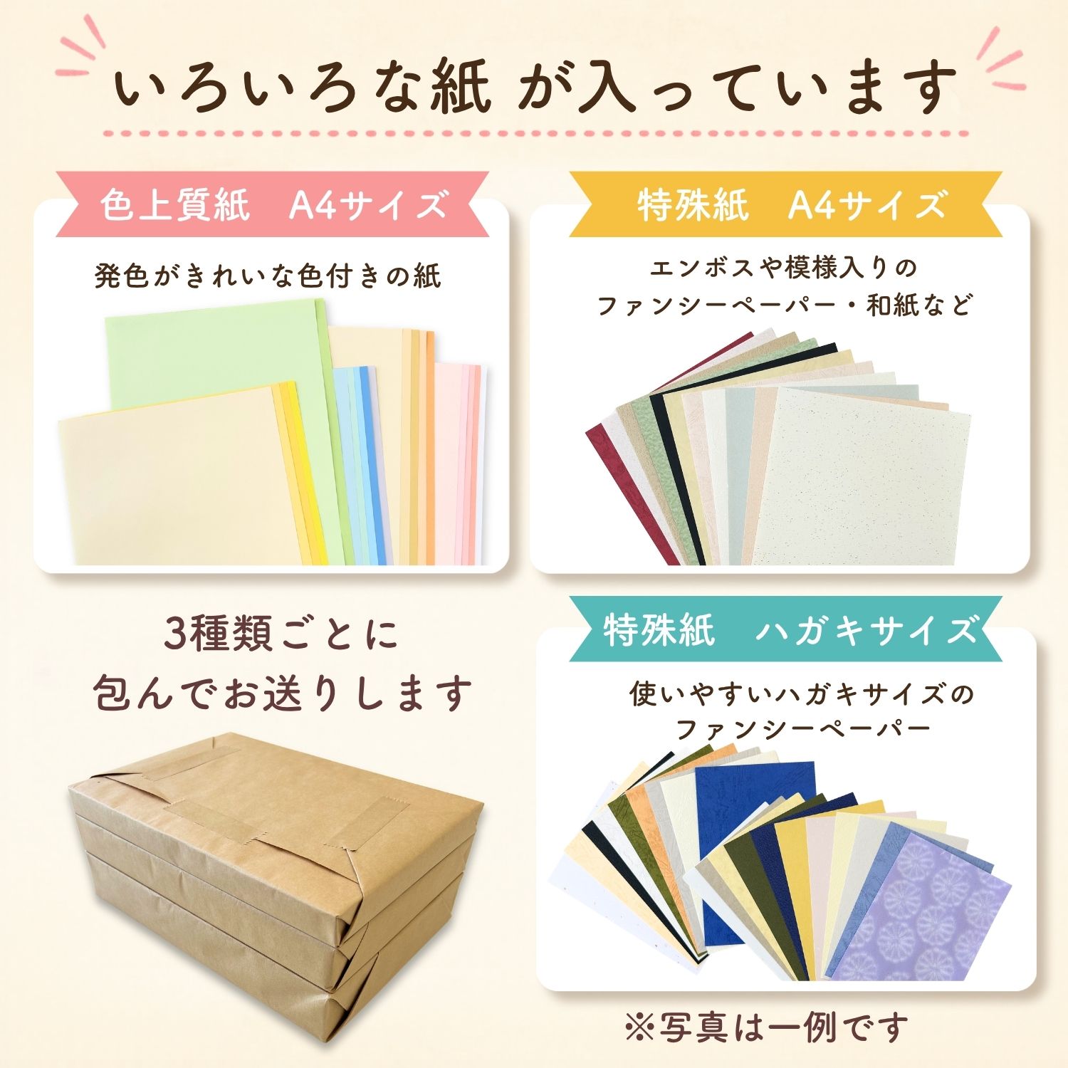 紙問屋の福箱 3.5kg 色上質紙と特殊紙詰め合わせ 商品画像サムネイル2