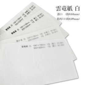 雲竜紙 白 薄口(約0.04mm)/中厚口(約0.06mm)/厚口(約0.07mm)/特厚口(約0.09mm)の商品画像
