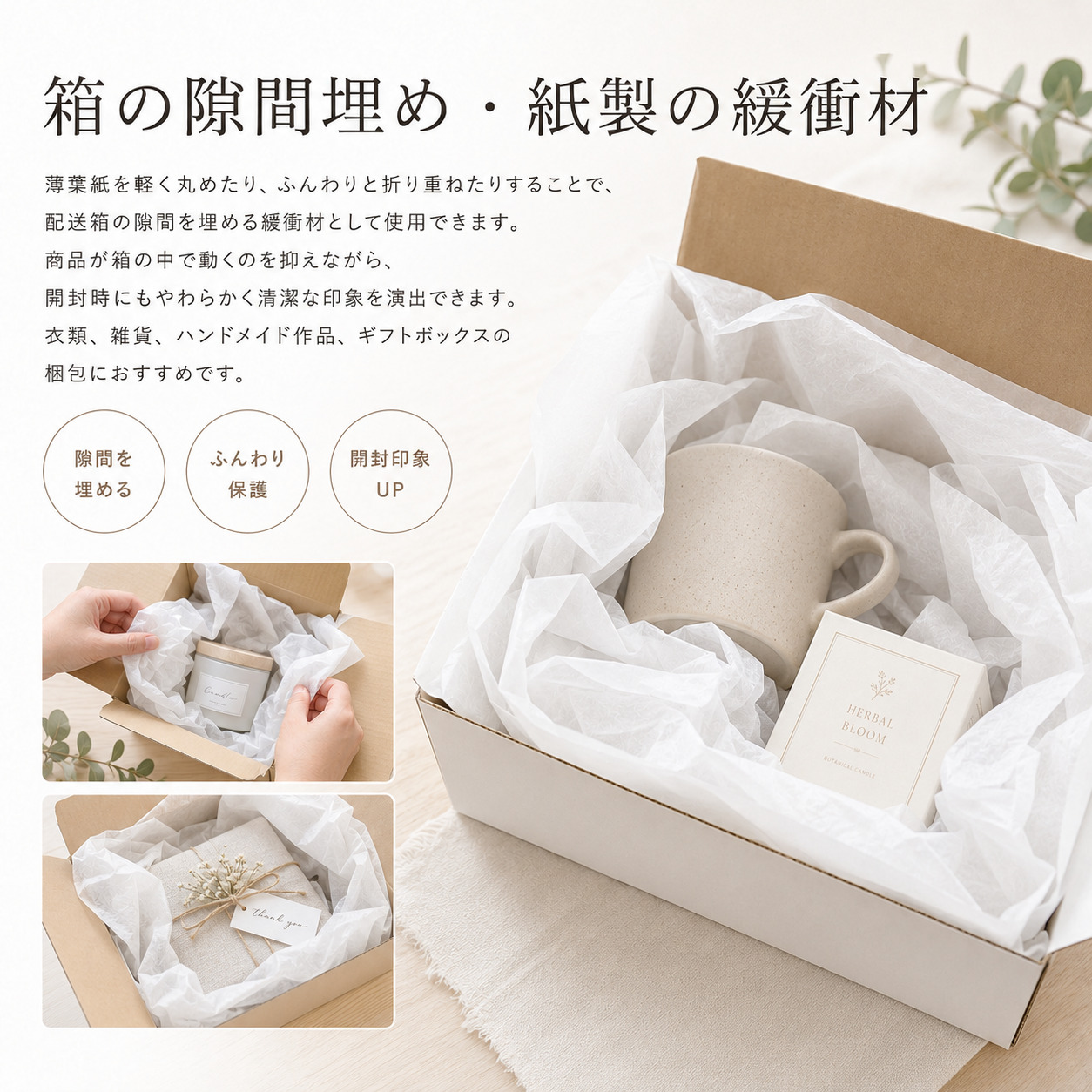 薄葉紙 白 半裁(約545×788mm)／ 四切(約545mm×394mm) 2000枚／4000枚入 商品画像サムネイル7