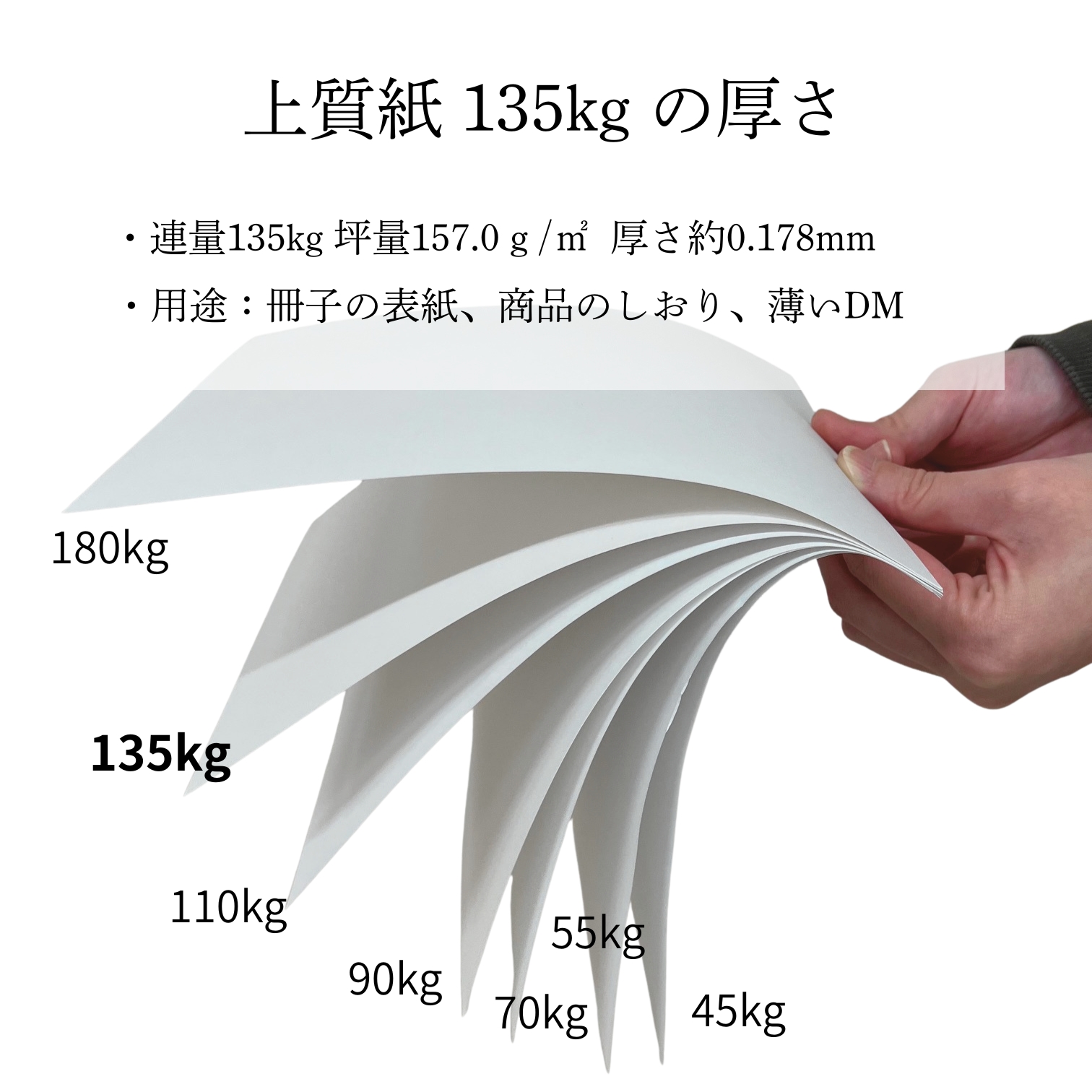 上質紙 (135kg) A判 250枚 ※A判換算 86.5kg 0.18mm 商品画像サムネイル6
