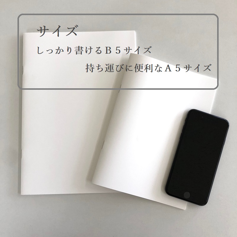 A5サイズ、B5サイズとスマートフォンの大きさ比較