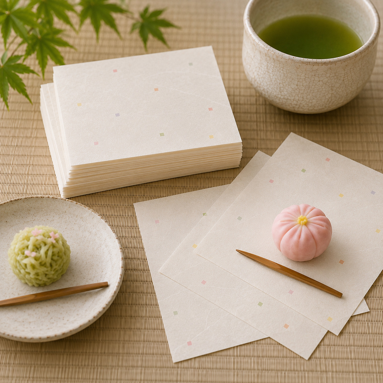 花こよみを使った懐紙や敷き紙